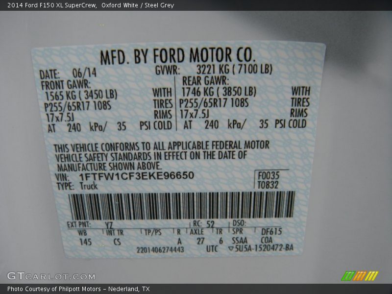 Oxford White / Steel Grey 2014 Ford F150 XL SuperCrew