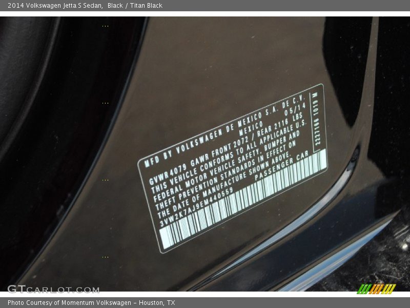Black / Titan Black 2014 Volkswagen Jetta S Sedan