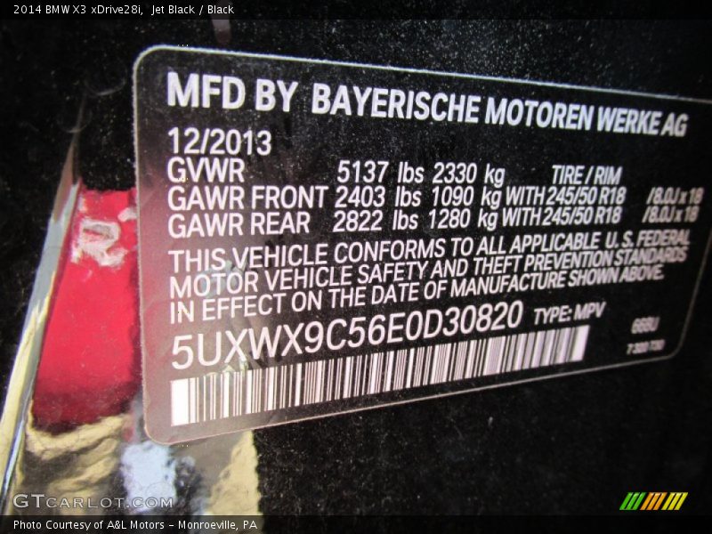 Jet Black / Black 2014 BMW X3 xDrive28i