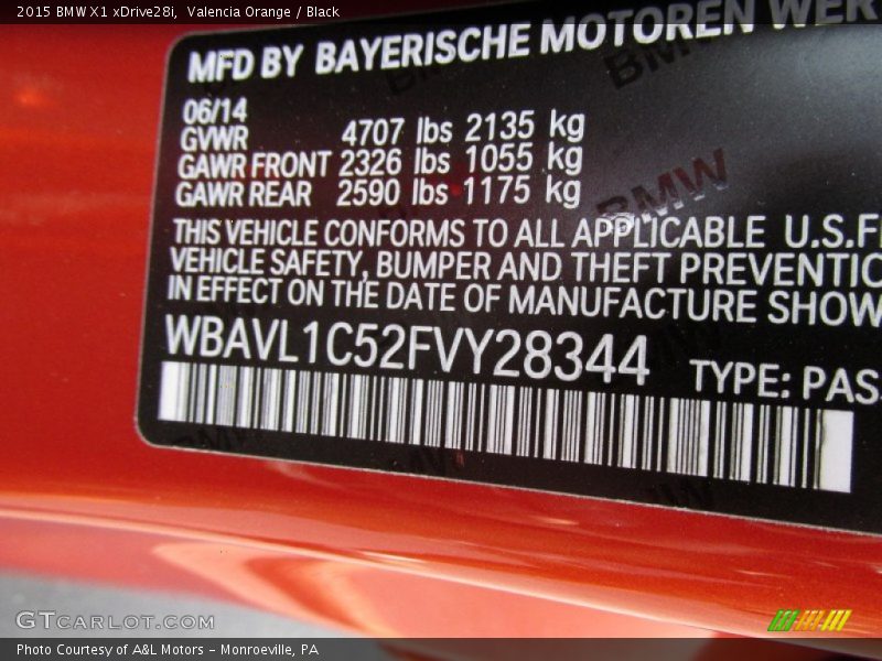 Valencia Orange / Black 2015 BMW X1 xDrive28i