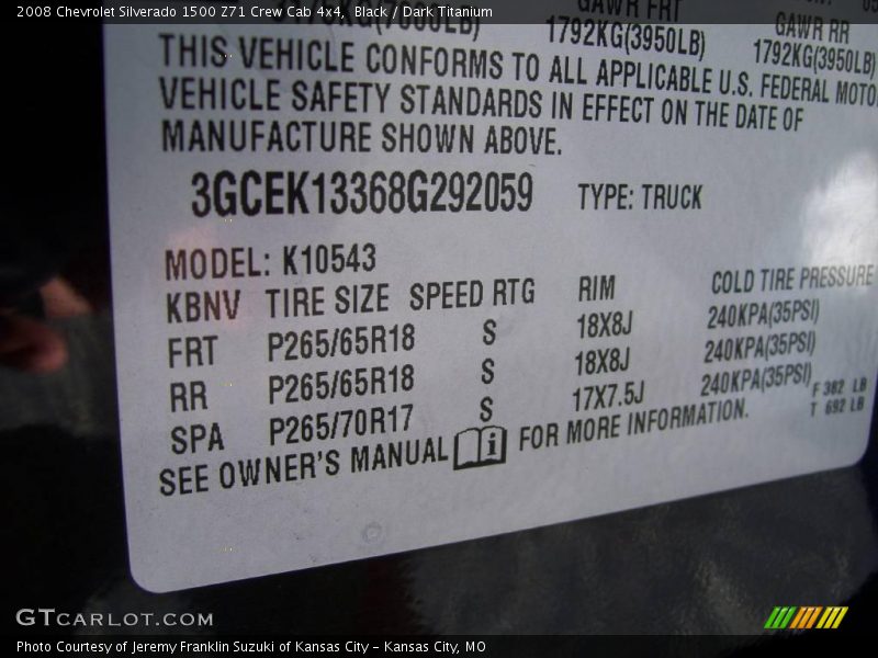 Black / Dark Titanium 2008 Chevrolet Silverado 1500 Z71 Crew Cab 4x4