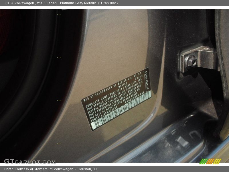 Platinum Gray Metallic / Titan Black 2014 Volkswagen Jetta S Sedan