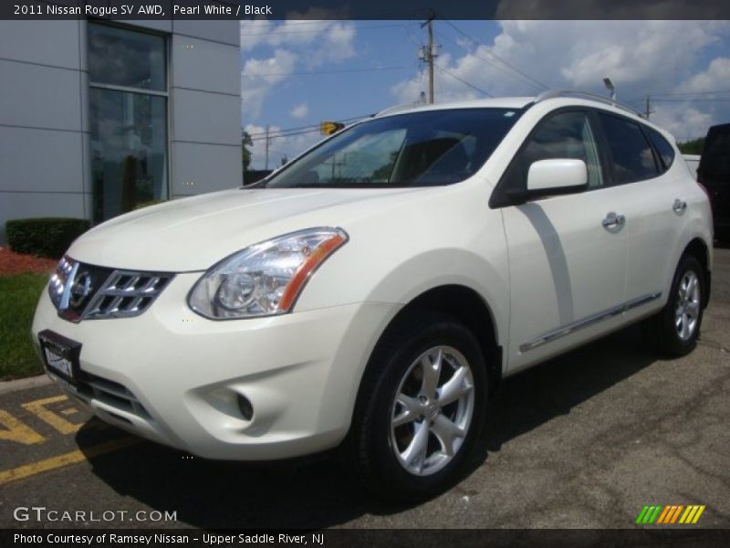 Pearl White / Black 2011 Nissan Rogue SV AWD