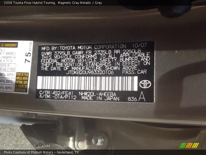 Magnetic Gray Metallic / Gray 2008 Toyota Prius Hybrid Touring