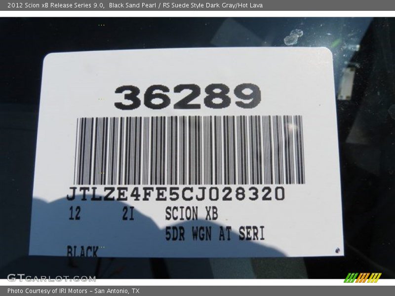 Black Sand Pearl / RS Suede Style Dark Gray/Hot Lava 2012 Scion xB Release Series 9.0