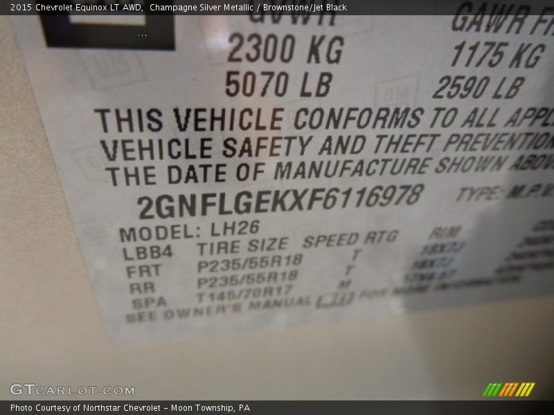 Champagne Silver Metallic / Brownstone/Jet Black 2015 Chevrolet Equinox LT AWD