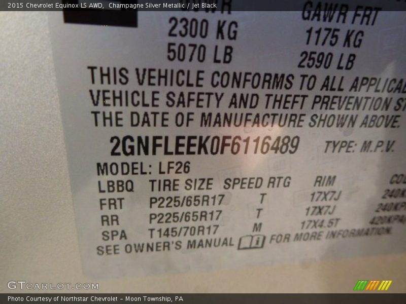 Champagne Silver Metallic / Jet Black 2015 Chevrolet Equinox LS AWD