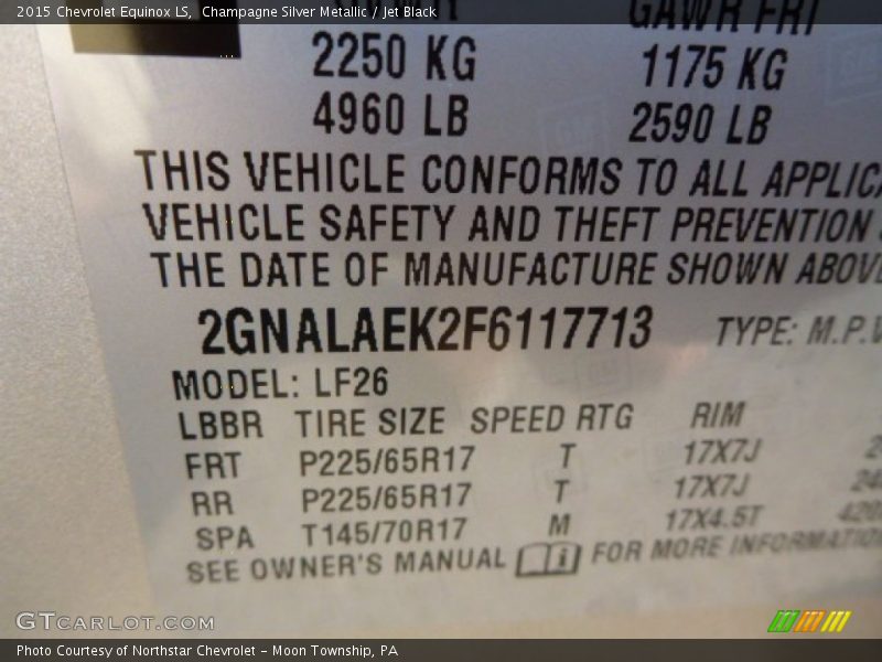 Champagne Silver Metallic / Jet Black 2015 Chevrolet Equinox LS