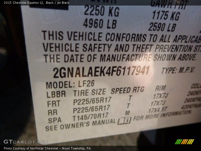 Black / Jet Black 2015 Chevrolet Equinox LS
