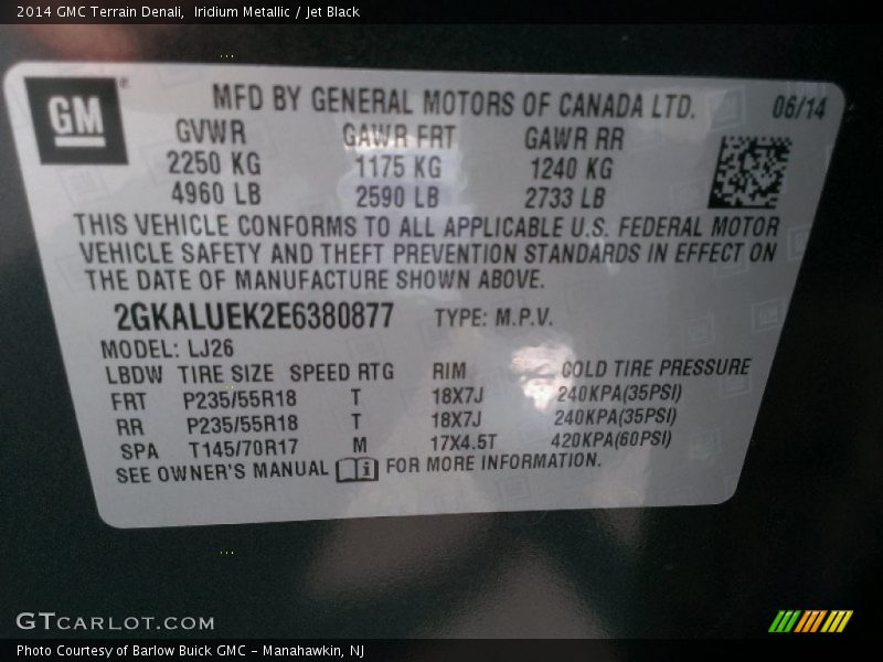 Iridium Metallic / Jet Black 2014 GMC Terrain Denali