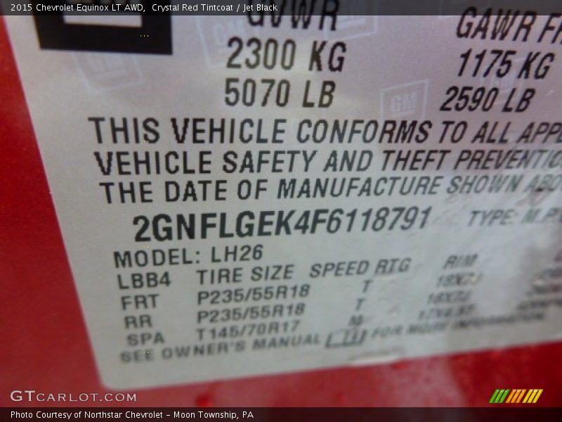 Crystal Red Tintcoat / Jet Black 2015 Chevrolet Equinox LT AWD