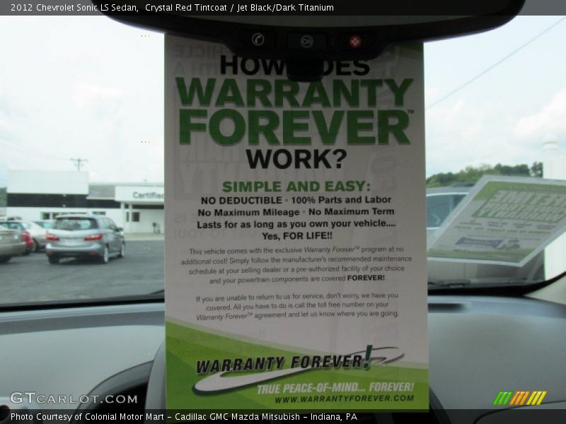 Crystal Red Tintcoat / Jet Black/Dark Titanium 2012 Chevrolet Sonic LS Sedan