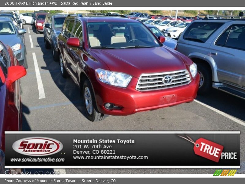 Salsa Red Pearl / Sand Beige 2008 Toyota Highlander 4WD