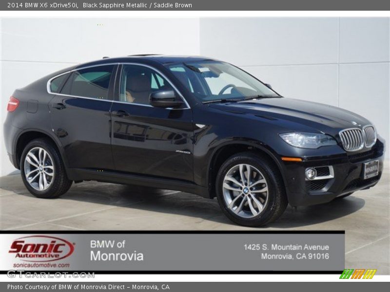Black Sapphire Metallic / Saddle Brown 2014 BMW X6 xDrive50i
