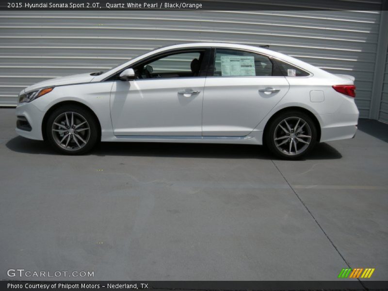 Quartz White Pearl / Black/Orange 2015 Hyundai Sonata Sport 2.0T