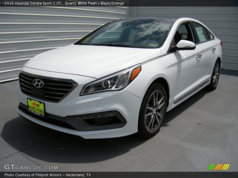Quartz White Pearl / Black/Orange 2015 Hyundai Sonata Sport 2.0T
