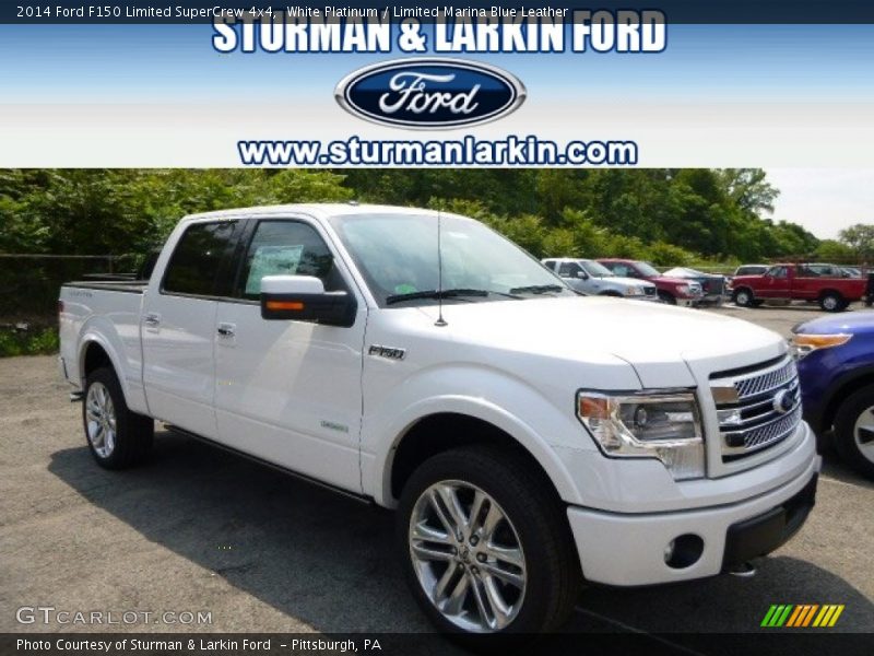 White Platinum / Limited Marina Blue Leather 2014 Ford F150 Limited SuperCrew 4x4
