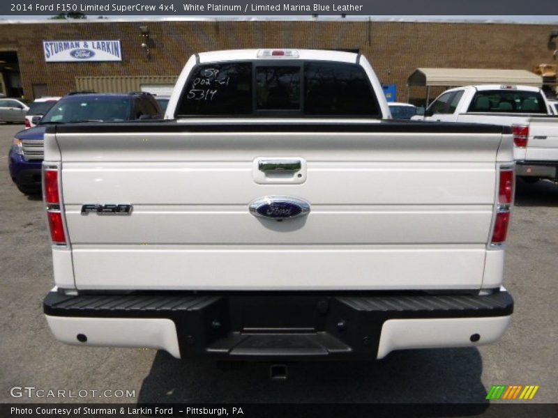 White Platinum / Limited Marina Blue Leather 2014 Ford F150 Limited SuperCrew 4x4