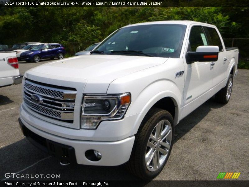 White Platinum / Limited Marina Blue Leather 2014 Ford F150 Limited SuperCrew 4x4