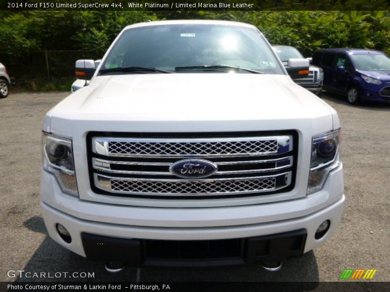 White Platinum / Limited Marina Blue Leather 2014 Ford F150 Limited SuperCrew 4x4
