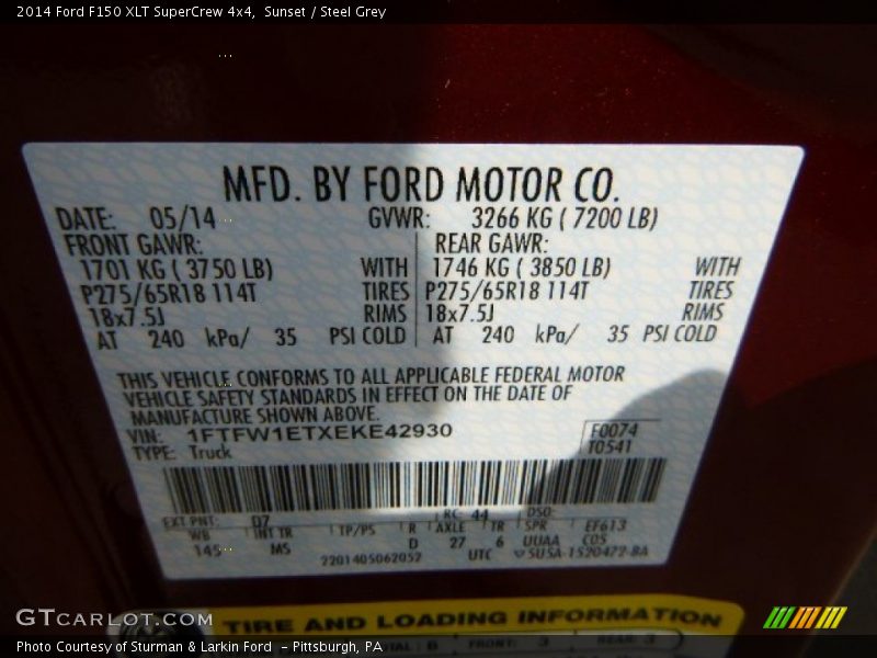 Sunset / Steel Grey 2014 Ford F150 XLT SuperCrew 4x4