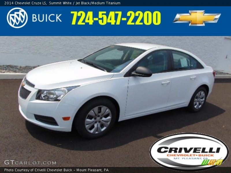 Summit White / Jet Black/Medium Titanium 2014 Chevrolet Cruze LS