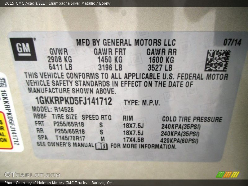 Champagne Silver Metallic / Ebony 2015 GMC Acadia SLE