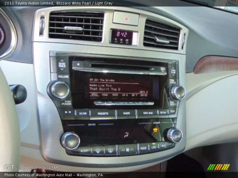 Blizzard White Pearl / Light Gray 2011 Toyota Avalon Limited