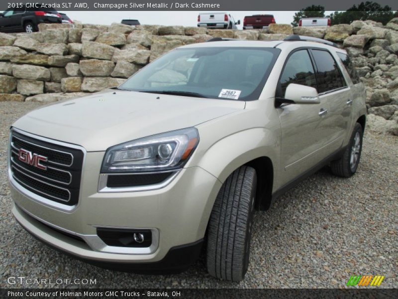 Champagne Silver Metallic / Dark Cashmere 2015 GMC Acadia SLT AWD