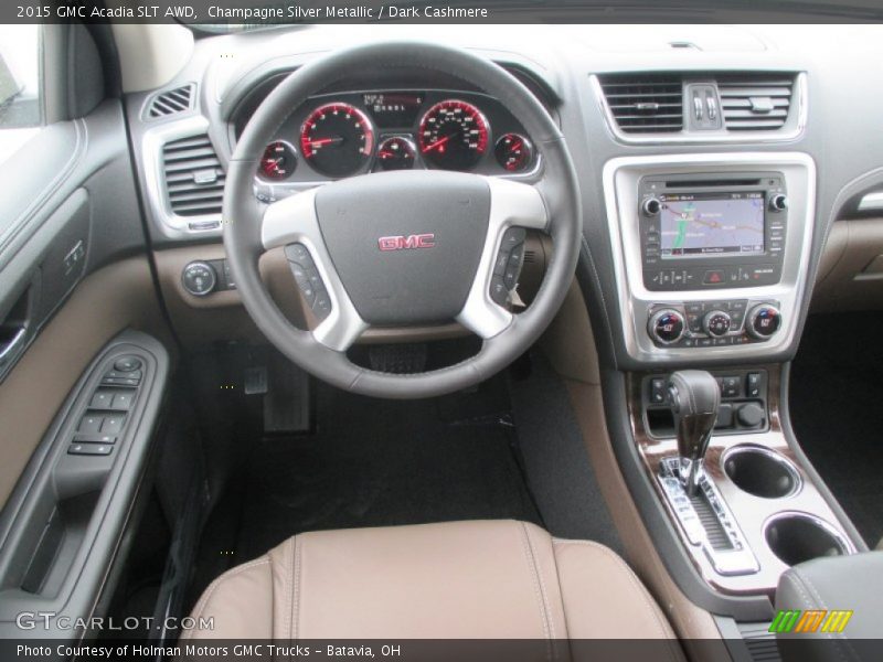 Champagne Silver Metallic / Dark Cashmere 2015 GMC Acadia SLT AWD