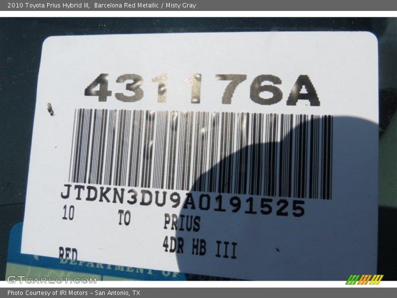 Barcelona Red Metallic / Misty Gray 2010 Toyota Prius Hybrid III