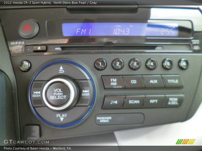 North Shore Blue Pearl / Gray 2012 Honda CR-Z Sport Hybrid