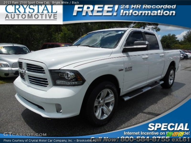 Bright White / Black 2013 Ram 1500 Sport Crew Cab