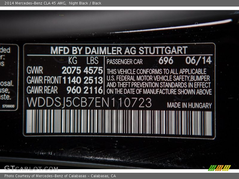 Night Black / Black 2014 Mercedes-Benz CLA 45 AMG