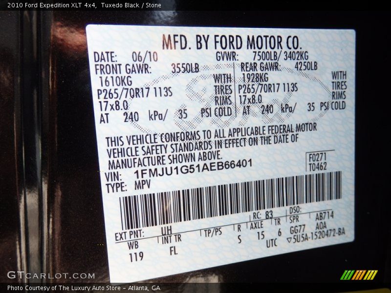 Tuxedo Black / Stone 2010 Ford Expedition XLT 4x4