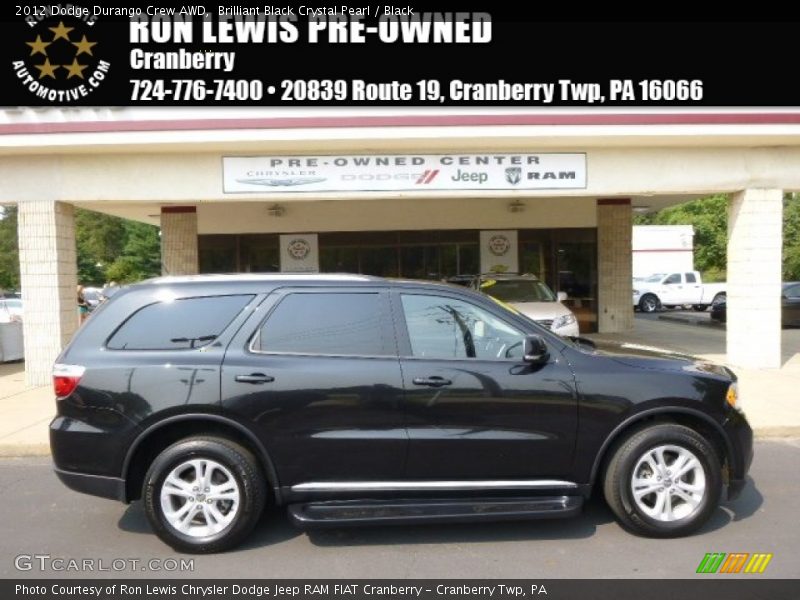 Brilliant Black Crystal Pearl / Black 2012 Dodge Durango Crew AWD