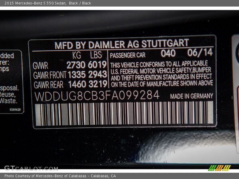 Black / Black 2015 Mercedes-Benz S 550 Sedan