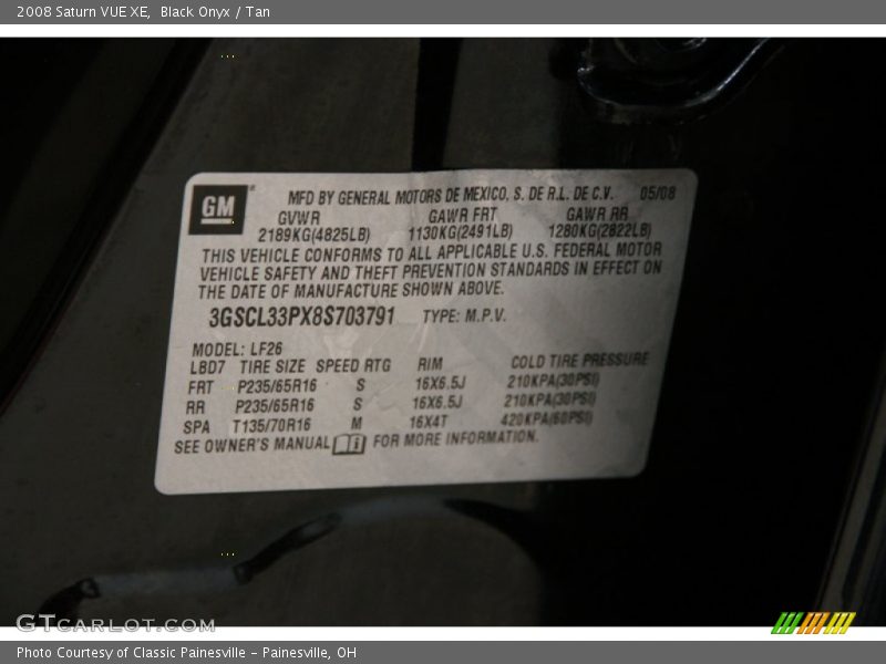 Black Onyx / Tan 2008 Saturn VUE XE