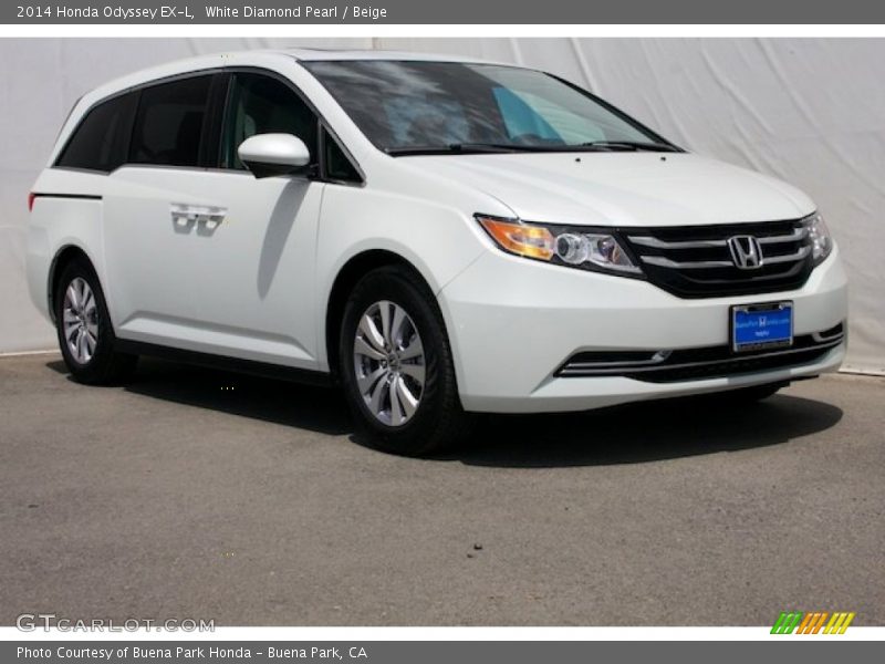 White Diamond Pearl / Beige 2014 Honda Odyssey EX-L