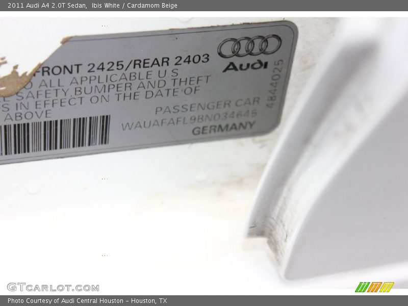 Ibis White / Cardamom Beige 2011 Audi A4 2.0T Sedan