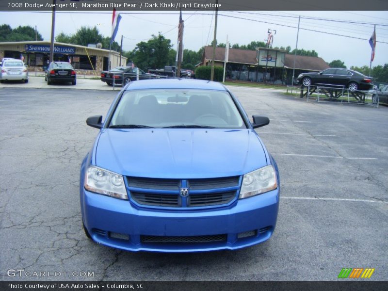 Marathon Blue Pearl / Dark Khaki/Light Graystone 2008 Dodge Avenger SE