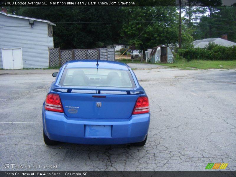 Marathon Blue Pearl / Dark Khaki/Light Graystone 2008 Dodge Avenger SE