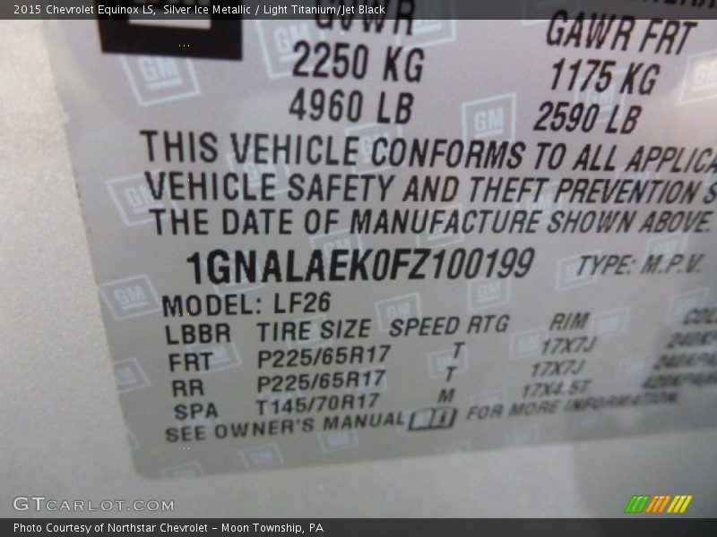 Silver Ice Metallic / Light Titanium/Jet Black 2015 Chevrolet Equinox LS