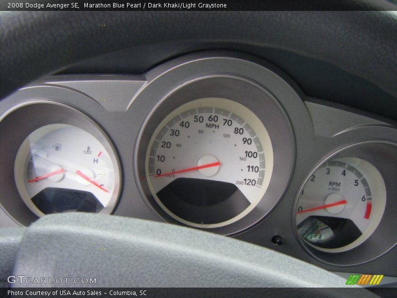 Marathon Blue Pearl / Dark Khaki/Light Graystone 2008 Dodge Avenger SE