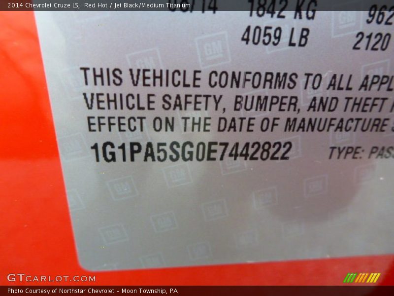 Red Hot / Jet Black/Medium Titanium 2014 Chevrolet Cruze LS