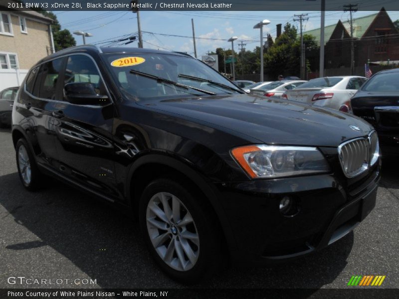 Black Sapphire Metallic / Chestnut Nevada Leather 2011 BMW X3 xDrive 28i