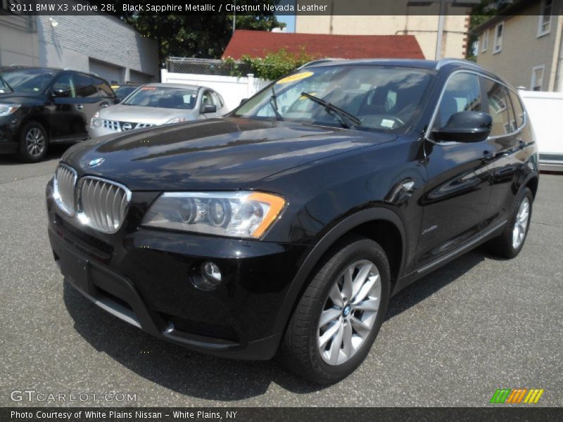 Black Sapphire Metallic / Chestnut Nevada Leather 2011 BMW X3 xDrive 28i