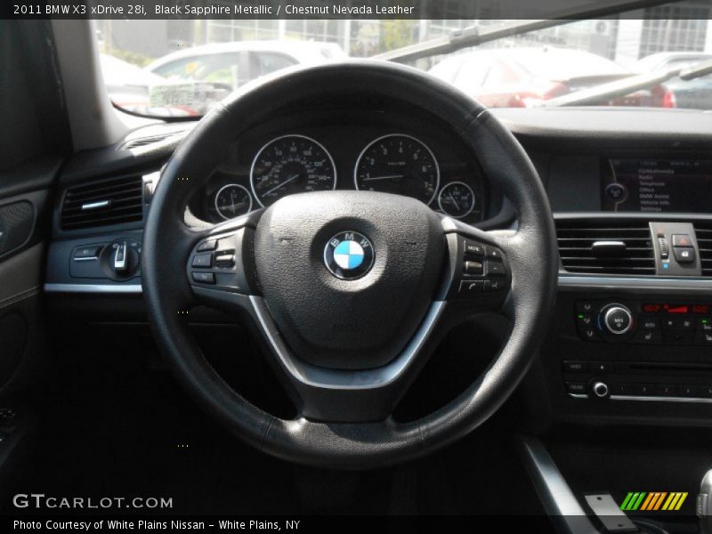 Black Sapphire Metallic / Chestnut Nevada Leather 2011 BMW X3 xDrive 28i