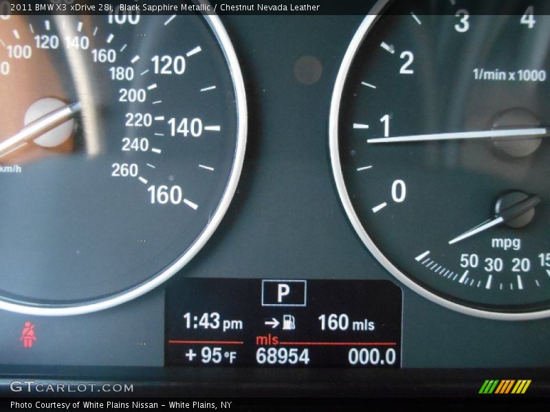 Black Sapphire Metallic / Chestnut Nevada Leather 2011 BMW X3 xDrive 28i
