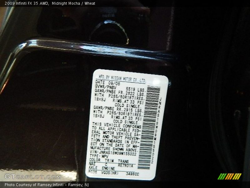 Midnight Mocha / Wheat 2009 Infiniti FX 35 AWD